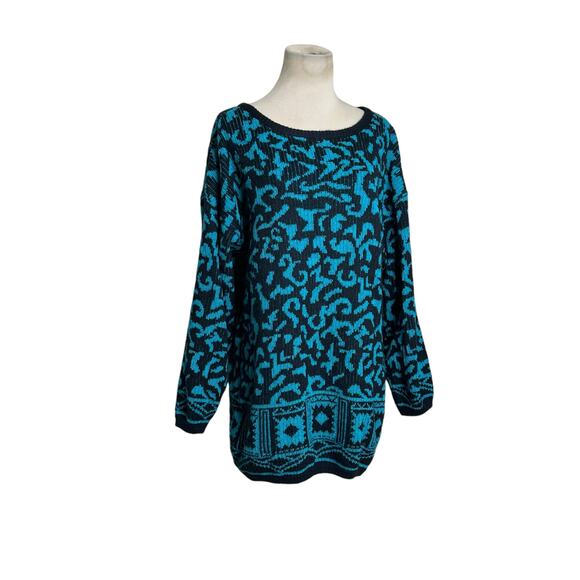 Mexx Emanuel blue black knit long sleeves sweater size large - Picture 7 of 10